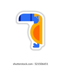 Vector illustration in paper sticker style Kakadu bird