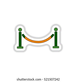 Vector illustration in paper sticker style Barrier rope