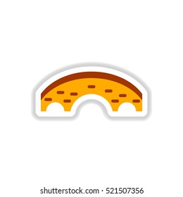 Vector illustration in paper sticker style Brick bridge