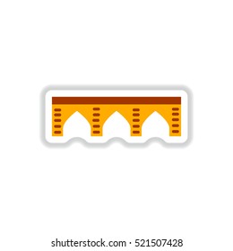 Vector illustration in paper sticker style Stone arch bridge