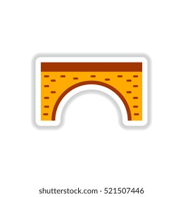 Vector illustration in paper sticker style Brick bridge