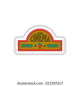 Vector illustration in paper sticker style cinema sign