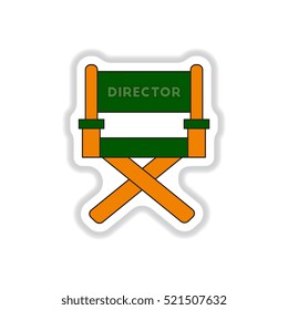 Vector illustration in paper sticker style Movie director chair