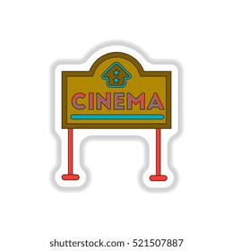 Vector illustration in paper sticker style cinema sign