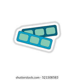Vector illustration in paper sticker style cinema blank ticket