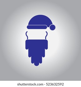 Vector illustration in paper sticker style Accessories Santa Claus (hat and beard)