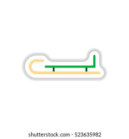 Vector illustration in paper sticker style Christmas Sleigh