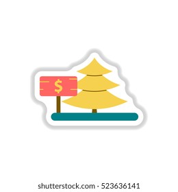 Vector illustration in paper sticker style christmas tree for sale