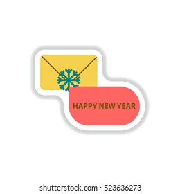 Vector illustration in paper sticker style envelope and snowflake