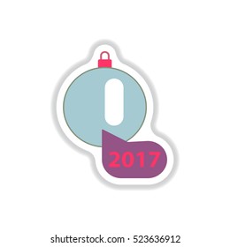 Vector illustration in paper sticker style Christmas ball and new 2017 year