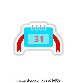 Vector illustration in paper sticker style christmas calendar 31st of december