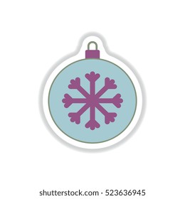 Vector illustration in paper sticker style Christmas ball and snowflake