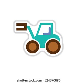 Vector illustration in paper sticker style Tractor
