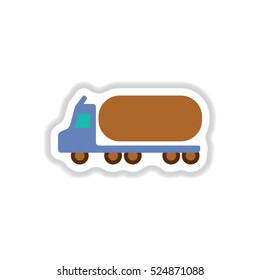 Vector illustration in paper sticker style Tank trailer