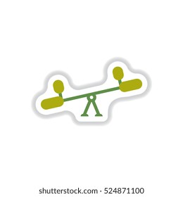 Vector illustration in paper sticker style Childs seesaw