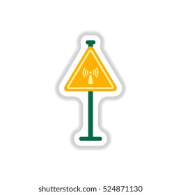 Vector illustration in paper sticker style network badge road sign
