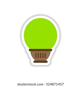 Vector illustration in paper sticker style Luxury interior big plant in pot
