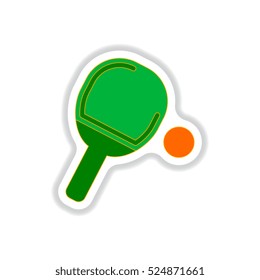 Vector illustration in paper sticker style ping pong racket