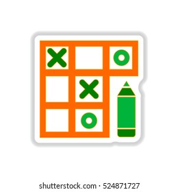 Vector illustration in paper sticker style tic tac toe