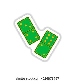 Vector illustration in paper sticker style Domino pieces