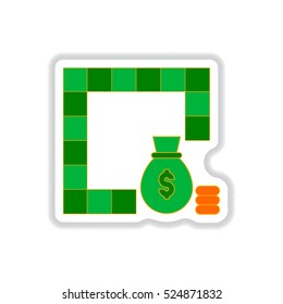 Vector illustration in paper sticker style board game map