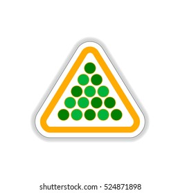 Vector illustration in paper sticker style Set of billiard balls in triangle