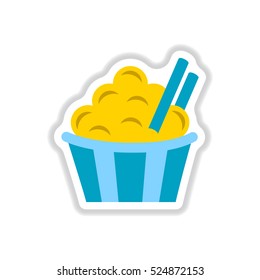 Vector illustration in paper sticker style cinnamon upcake