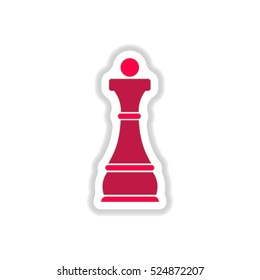 Vector illustration in paper sticker style Chess queen