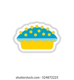 Vector illustration in paper sticker style delicious pie