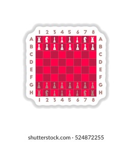 Vector illustration in paper sticker style chess game start