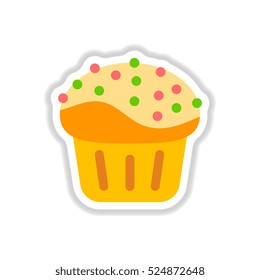 Vector illustration in paper sticker style Cupcake