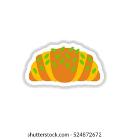 Vector illustration in paper sticker style Croissant