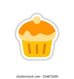 Vector illustration in paper sticker style Cupcake