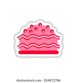 Vector illustration in paper sticker style delicious cake