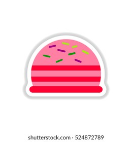 Vector illustration in paper sticker style delicious cake