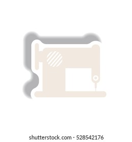 Vector illustration in paper sticker style retro sewing machine