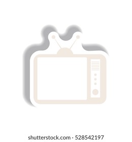 Vector illustration in paper sticker style retro tv