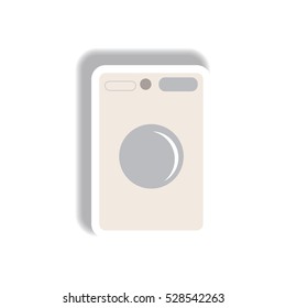 Vector illustration in paper sticker style washing machine