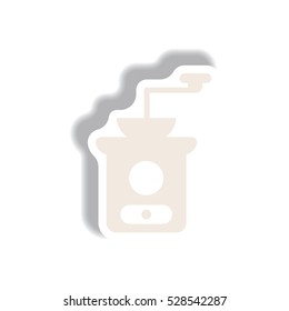 Vector illustration in paper sticker style retro coffee grinder