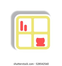 Vector illustration in paper sticker style bookshelf