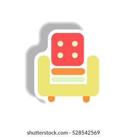 Vector illustration in paper sticker style armchair