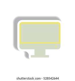 Vector illustration in paper sticker style tv monitor