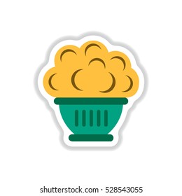 Vector illustration in paper sticker style Luxury interior big plant in pot