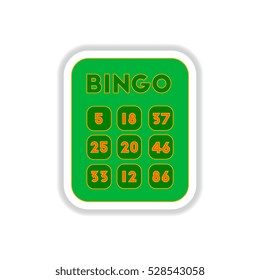 Vector illustration in paper sticker style Bingo lotto board game