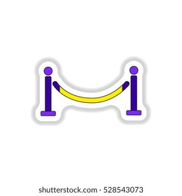 Vector illustration in paper sticker style Barrier rope