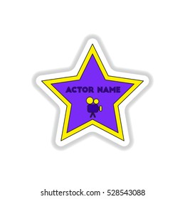 Vector illustration in paper sticker style Walk of fame star with actor name