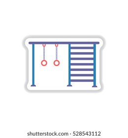 Vector illustration in paper sticker style park playground equipment rings