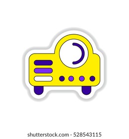 Vector illustration in paper sticker style retro home cinema