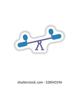 Vector illustration in paper sticker style Childs seesaw