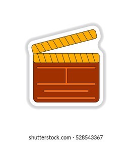 Vector illustration in paper sticker style Director clapperboard